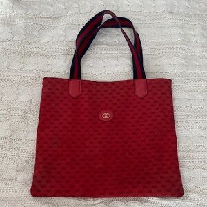 Red monogram Gucci tote
